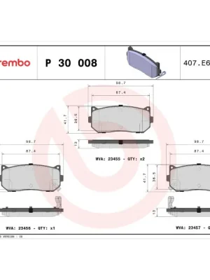 Zlevněný Sada brzdových destiček, kotoučová brzda BREMBO P 30 008
