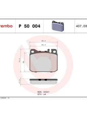 Sada brzdových destiček, kotoučová brzda BREMBO P 50 004 Časově Omezené