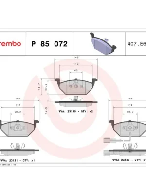 Víkendová Akce Sada brzdových destiček, kotoučová brzda BREMBO P 85 072
