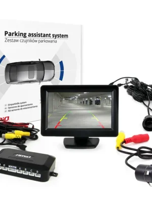 Parkovací asistent LCD 4,3" s kamerou HD-307-IR se 4 senzory černý Cenová Bomba