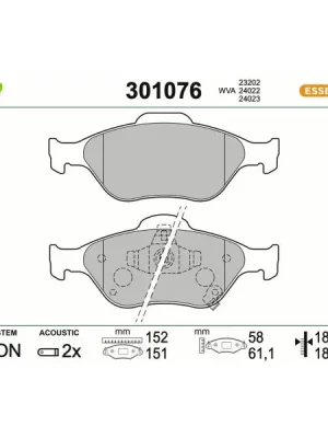 Sada brzdových destiček, kotoučová brzda VALEO 301076 Nejlepší Volba