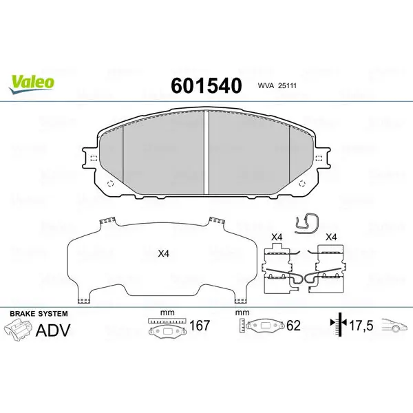Sada brzdových destiček, kotoučová brzda VALEO 601540 Sezónní Sleva