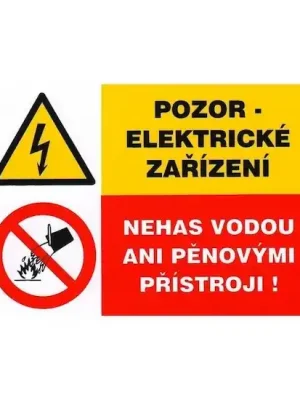 Výhodná Nabídka Tabulka - Pozor- elektrické zařízení Nehas vodou ani pěnovými přístroji!, samolepka A7